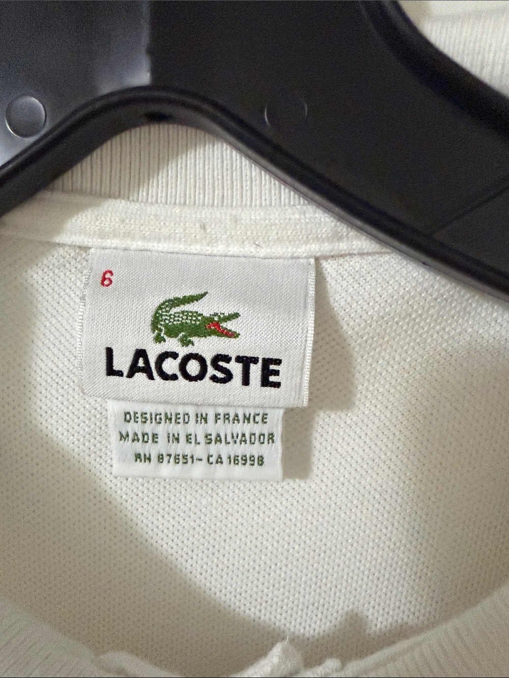 Lacoste Men's White Polo with Green Crocodile Logo - Picture 4 of 6